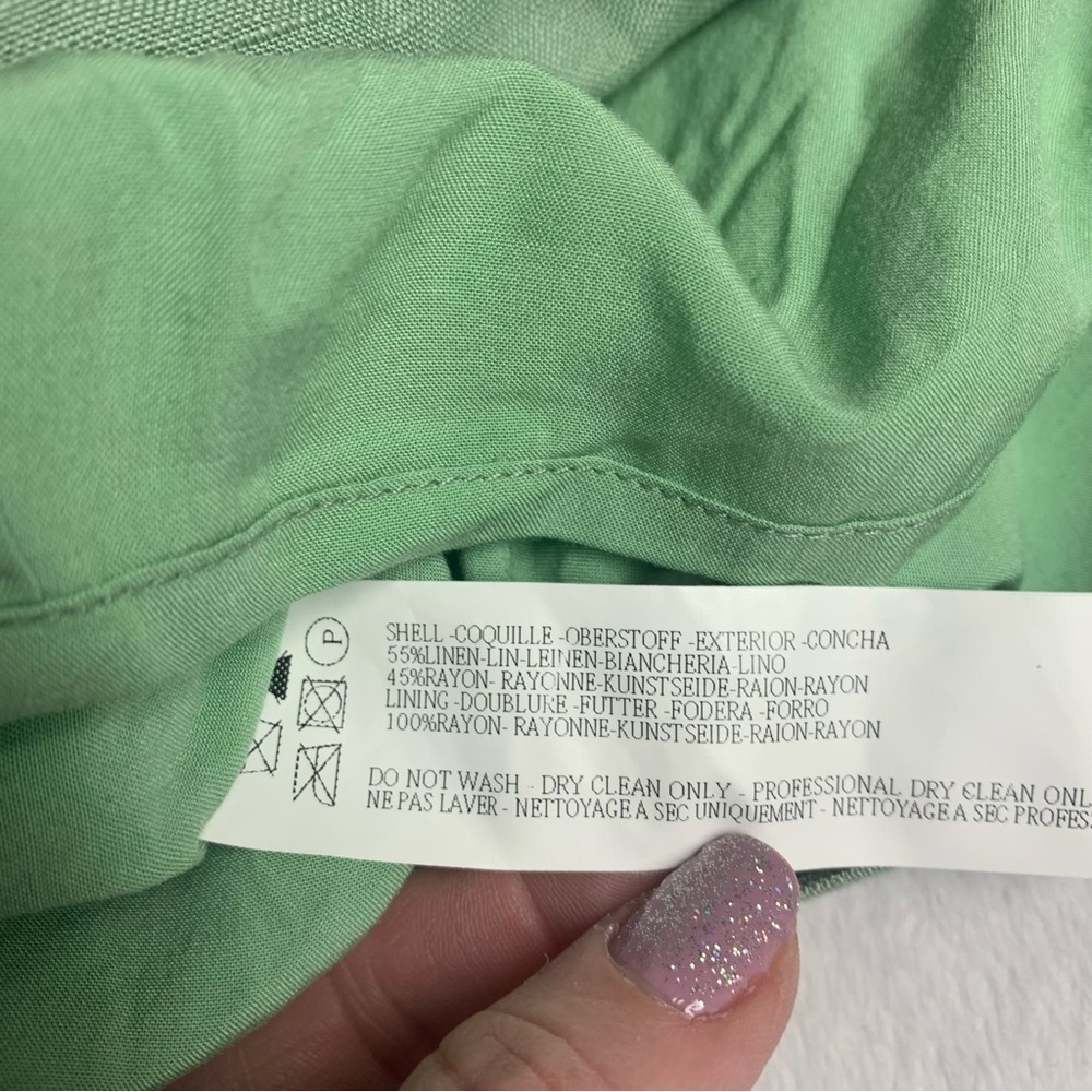 Capulet crop shirt size medium green elastic sleeves tie at waist very unique - Picture 7 of 12